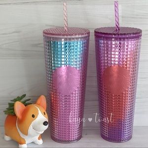 2 Starbucks Grid Studded Venti Tumblers